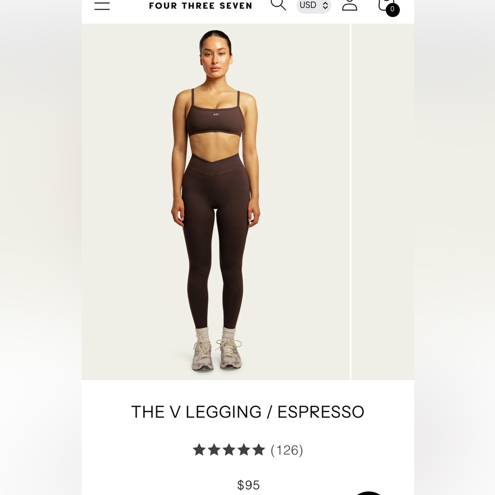 437 (Four Three Seven) Espresso V-Cut Women's Leggings